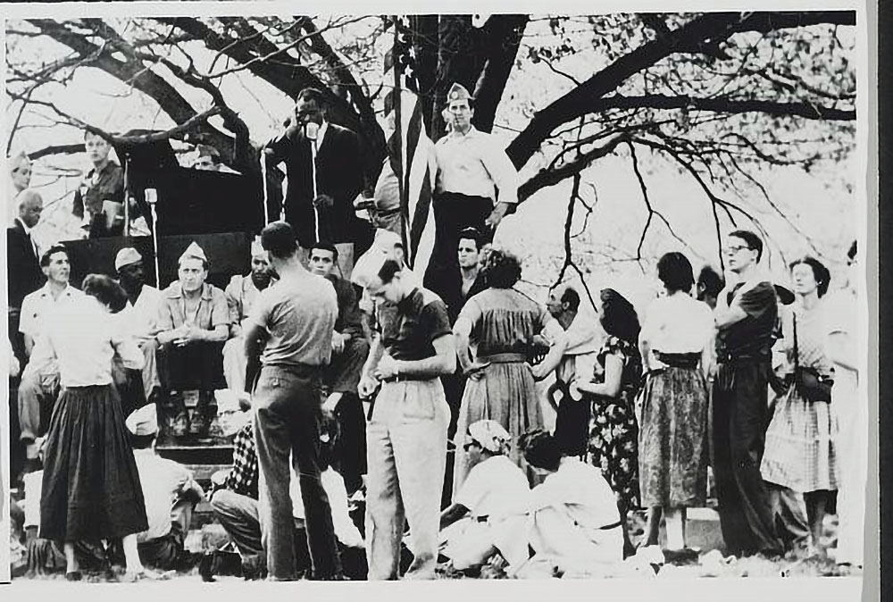 Paul Robeson, at microphone, sings at an outdoor concert near Peekskill, N.Y., on Sept. 4, 1949. (Photo courtesy LOC/Public Domain)
